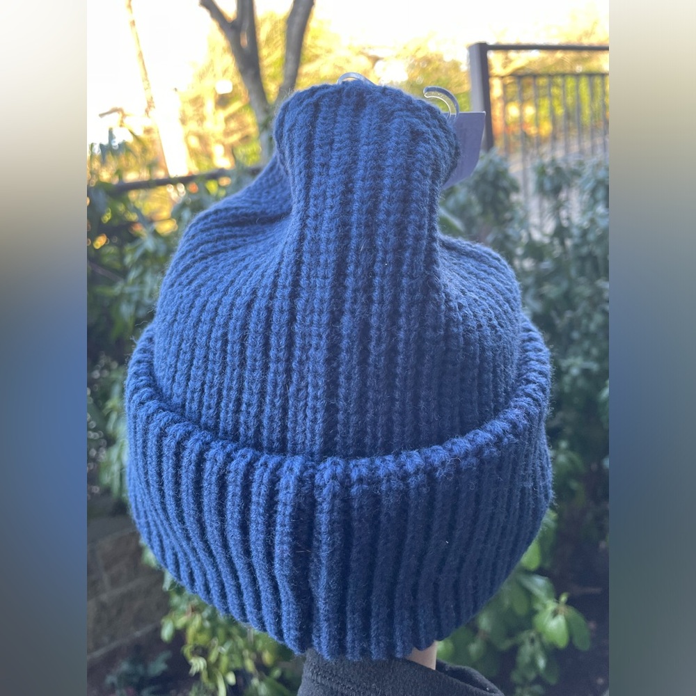 Coach True Blue Ribbed Beanie. - Picture 7 of 12